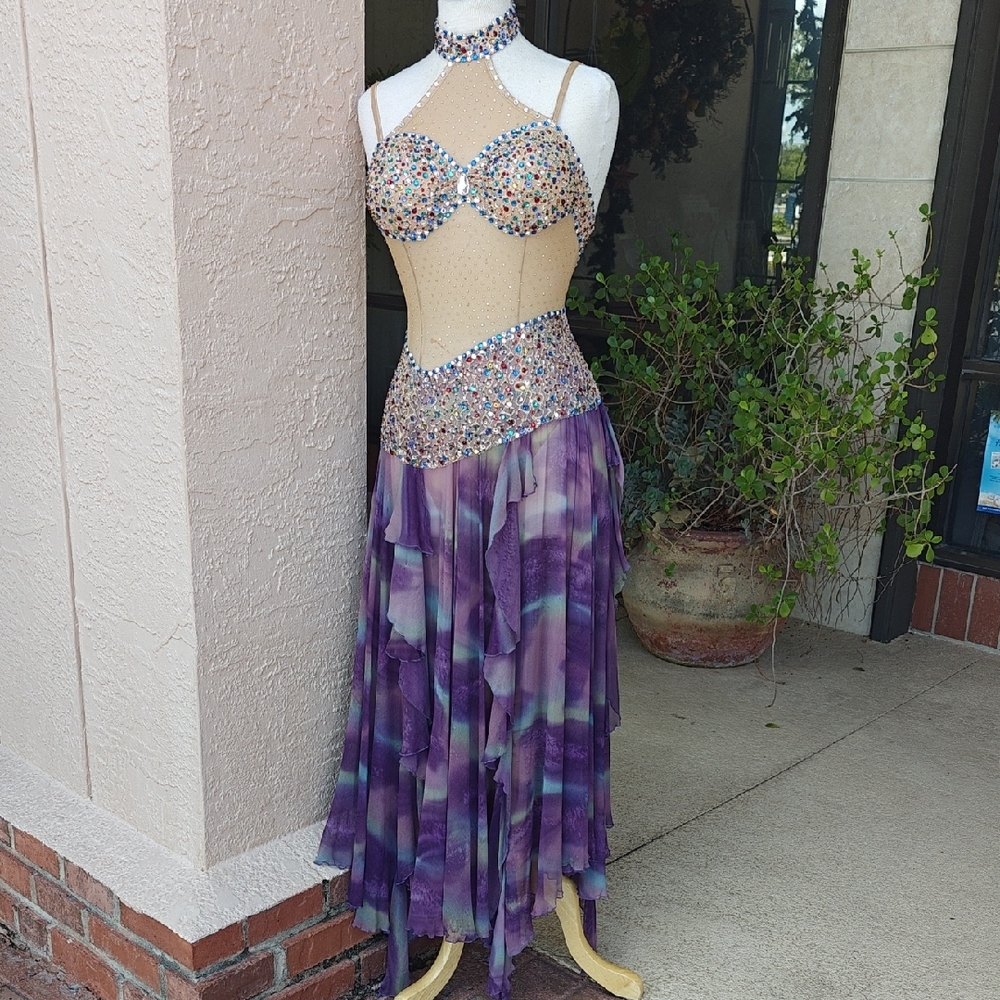 Elegant Purple Beaded Women's Dress